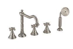 PB grifo clásico de 5 orificios para borde de bañera con mandos de estrella, acero inoxidable 1208855792